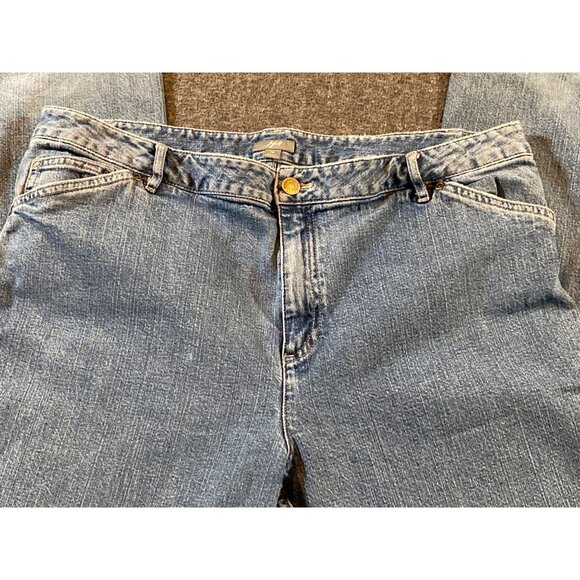 Hand Painted Cardinal  J Jill Blue Denim Jean Stretch Pant OOAK Back Left Pocket - Picture 11 of 13